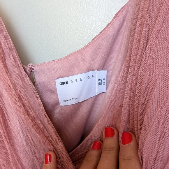 Tulle bridesmaid maxi dress in rose - Picture 3 of 9